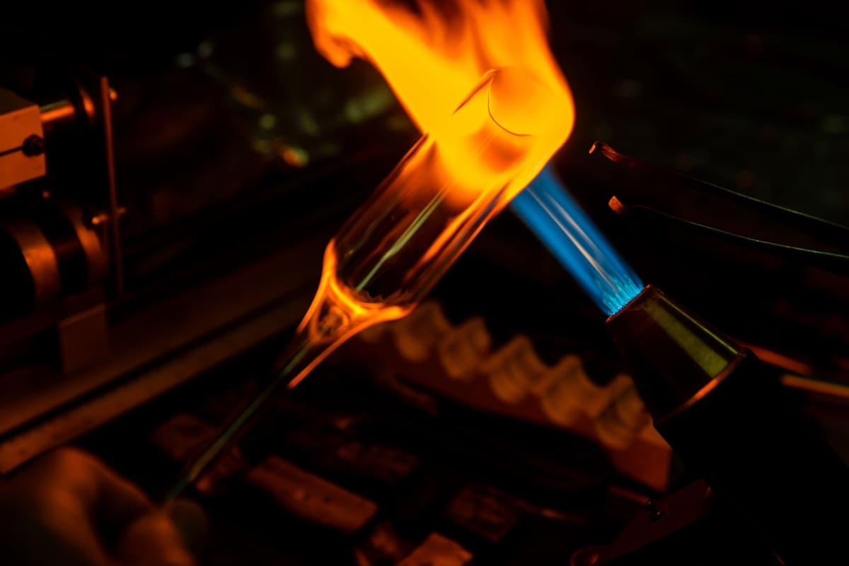 a macro shot of glowing molten lead
